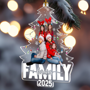 Family Forever Christmas Tree - Personalized Acrylic Photo Ornament