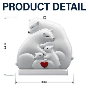 Hugging Bear Family Toile De Jouy Art - Personalized Embossed Ceramic Ornament