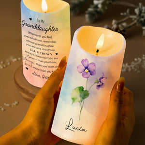 Straighten Your Crown - Granddaughter Personalized LED Candle Gift For Family