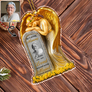 Loved Beyond Words Angel And Flowers Ornament Personalized Memorial Acrylic Ornament