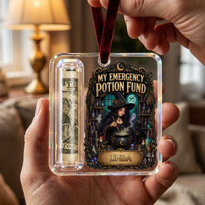 Custom Name Witch Money Holder Acrylic Ornament – Personalized Halloween Keepsake
