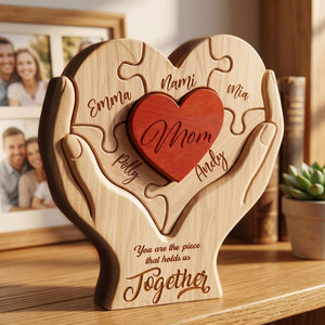 "You Are the Piece That Holds Us Together" – Personalized Wooden Family Puzzle – Mother's Day Gift For Mom, Mum, Mother