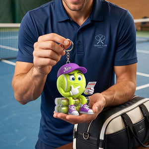 Check The Scorecard Tennis Keychain Personalized Cute Tennis Ball Mascot Keychain
