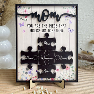 Custom Mother's Day Wooden Plaque β Mom, You Hold Us Together β Personalized Gift For Mom