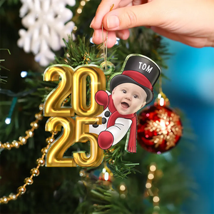 Custom Photo Christmas Santa Baby Personalized Cutout Acrylic Ornament