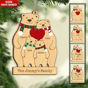 Family Wooden Hug Bears Personalized Wooden Ornament