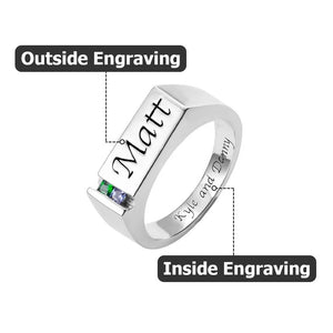 Personalized Birthstone Men's Ring, Family Ring Gift for Father