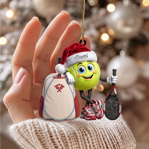 Tennis Racket & Backpack Design Christmas Acrylic Hanging Ornament β Personalized Tennis Ball Mascot Gift For Players
