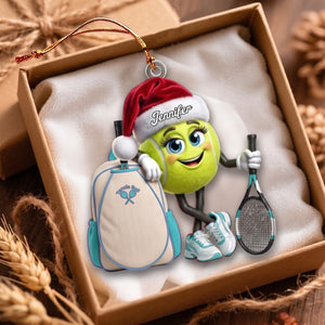 Tennis Racket & Backpack Design Christmas Acrylic Hanging Ornament β Personalized Tennis Ball Mascot Gift For Players