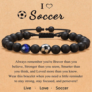 Soccer Football Basketball Baseball Tiger Eye Stone Bracelet Gifts for Sports Lover