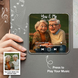 I Want to Grow Old with You Cartoon Couple Personalized Music Fridge Magnet, Heartfelt 2025 Gift, Anniversary Gift For Couple, For Him, For Her, Husband, Wife