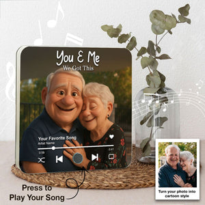 I Want to Grow Old with You Cartoon Couple Personalized Music Fridge Magnet, Heartfelt 2025 Gift, Anniversary Gift For Couple, For Him, For Her, Husband, Wife