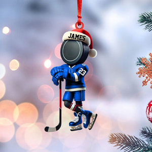Personalized Name Cool Ice Hockey Ornament