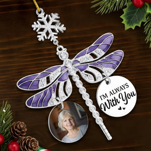 Custom Photo Dragonfly Memorial Ornament - Personalized Memorial Sympathy Gifts For Loss Of Mom, Dad - A Heart Remembered Through Time