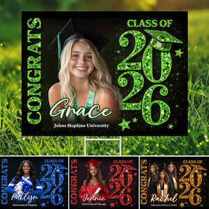 Congrats Senior 2026 Lawn Sign, Graduation Gift - Personalized Graduation Yarn Sign