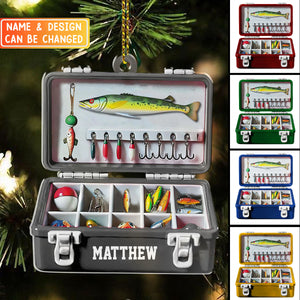 Personalized Fishing Tackle Box Acrylic Ornaments Presents For Fishermen