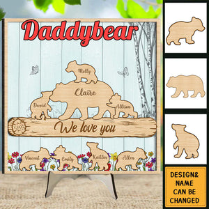 Personalized Grandpa/dad Bear 2 Layered Wooden Plaque