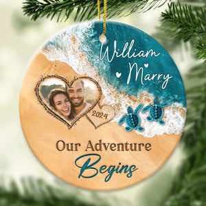 The Year We Became Mr & Mrs β Personalized Beach Christmas Ceramic Ornament Gift For Couple