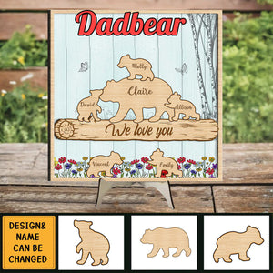 Personalized Grandpa/dad Bear 2 Layered Wooden Plaque