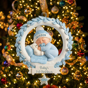 Baby And Wreath β Baby's 1st Christmas Personalized Ornament