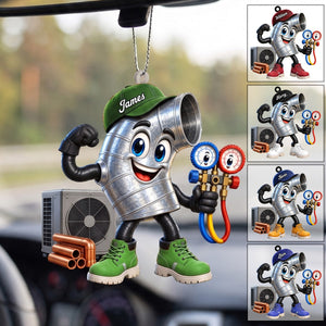 Flexing Ductwork HVAC Mascot Ornament β Personalized Gift For HVAC Technician