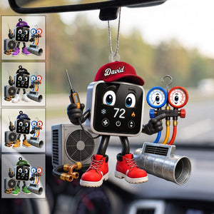 Smart Thermostat HVAC Mascot Ornament β Funny Personalized Heating & Cooling Tech Gift