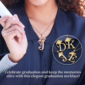 Dainty Graduation Cap Zircon Initial Necklace Gift for Her/Girlfriend/Daughter
