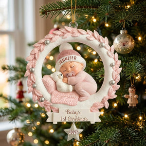 Baby And Wreath β Baby's 1st Christmas Personalized Ornament