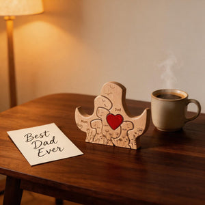Personalized Dinosaur Family Wooden Puzzle – Father's Day Gift For Dad