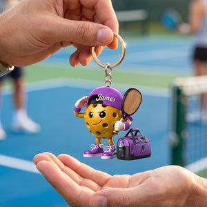 Salute Pickleball Ball Mascot Keychain Personalized Cute Gift For Pickleball Lovers