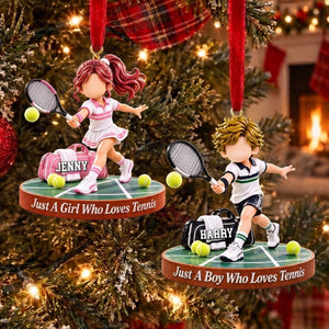 Personalized Tennis Boy Tennis Girl Christmas Ornament