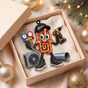 Copper Pipes HVAC Mascot Ornament β Funny Personalized Gift for AC Technicians