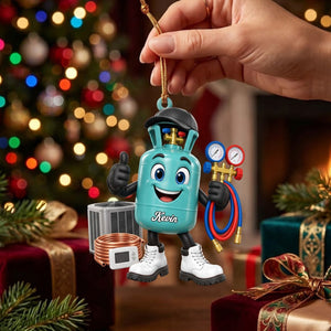 HVAC Refrigerant Tank Mascot Ornament β Funny Personalized Heating & Cooling Tech Gift