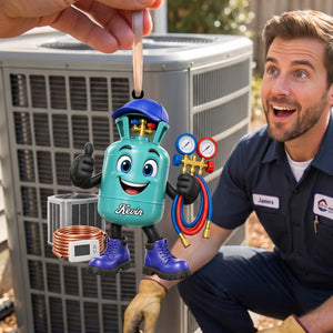 HVAC Refrigerant Tank Mascot Ornament β Funny Personalized Heating & Cooling Tech Gift