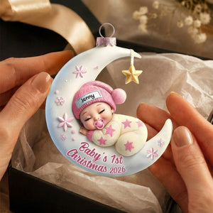 Baby Sleeping On The Moon β Baby's 1st Christmas Personalized Ornament