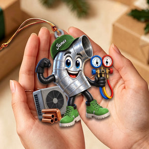 Flexing Ductwork HVAC Mascot Ornament β Personalized Gift For HVAC Technician