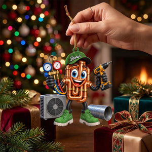 Copper Pipes HVAC Mascot Ornament β Funny Personalized Gift for AC Technicians