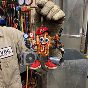 Copper Pipes HVAC Mascot Ornament β Funny Personalized Gift for AC Technicians