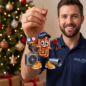 Copper Pipes HVAC Mascot Ornament β Funny Personalized Gift for AC Technicians