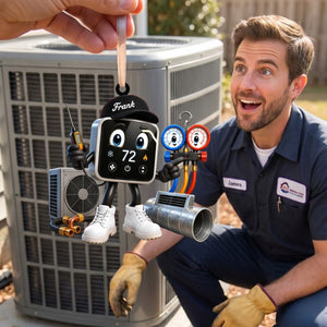 Smart Thermostat HVAC Mascot Ornament β Funny Personalized Heating & Cooling Tech Gift