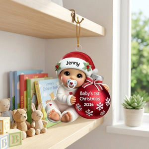Baby Beside Christmas Bauble β Baby's 1st Christmas Personalized Ornament