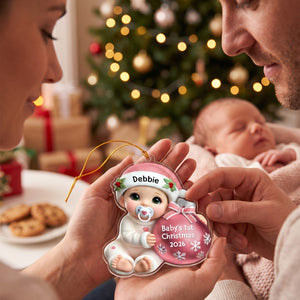 Baby Beside Christmas Bauble β Baby's 1st Christmas Personalized Ornament