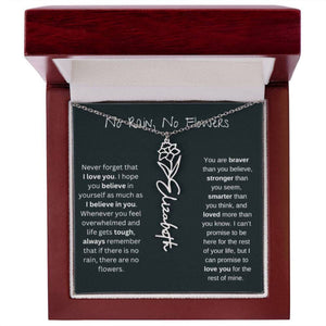No Rain No Flowers,Never Forget That I Love You - Personalized Birth Flower Name Necklace