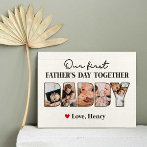 First Father’s Day Gift From Baby Wife, Custom Daddy Photo Collage Canvas Poster,Personalized Gifts For New Dads
