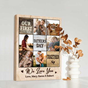 Personalized Our First Fathers Day Gifts 2025,Custom Daddy Photo Collages Canvas Poster