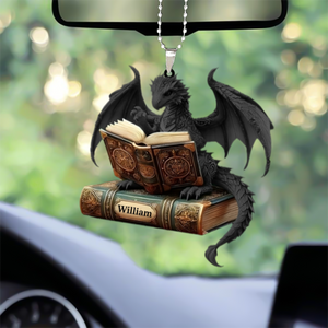 Multicolor Dragon Reading Book Personalized Ornament
