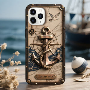 Personalized Nautical Anchor Vintage Nautical Map Fragment Phone Case
