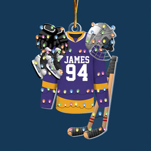 Hockey Apparel and Equipment Personalized Christmas Acrylic Ornament