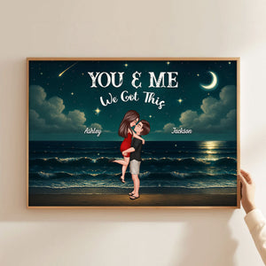 Night Beach Landscape Couple Hugging Kissing Personalized Poster