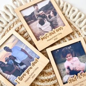 Best Dad Ever - Custom Text Wooden Photo Frame Fridge Magnet, Photo keepsake Fathers Day gift